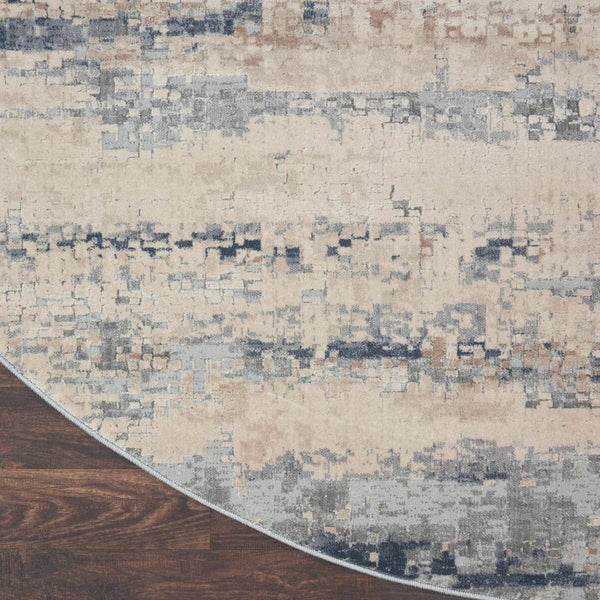 Rustic Textures Rustic Beige & Grey Circle Rug, 160Cm