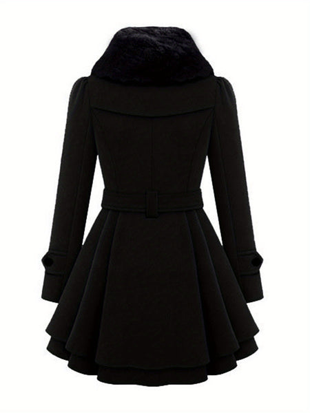 Women'S Elegant Winter Coat - Classic Mid-Length Open Front Long Sleeve Coat with Pockets, Solid Black Plain Design, Structured Collar & Smooth Fabric - Versatile for Everyday & Formal Outfits, Durable Cold Weather Outerwear, Coats for Women Winter, Winte