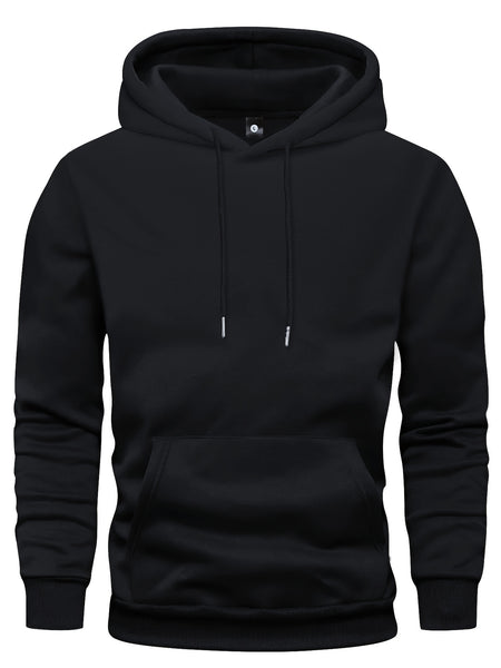 5pcs Men's Long Sleeve Sweatshirt Hoodie, Autumn/Winter Solid Color Plain Hooded Pullover with Drawstring Design and Kangaroo Pocket, Men's Casual Sportswear Top