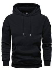 5pcs Men's Long Sleeve Sweatshirt Hoodie, Autumn/Winter Solid Color Plain Hooded Pullover with Drawstring Design and Kangaroo Pocket, Men's Casual Sportswear Top