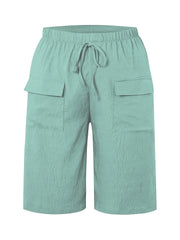 Circle 3pcs Set Standard Size Women's Shorts Casual Beach Pants with Pockets