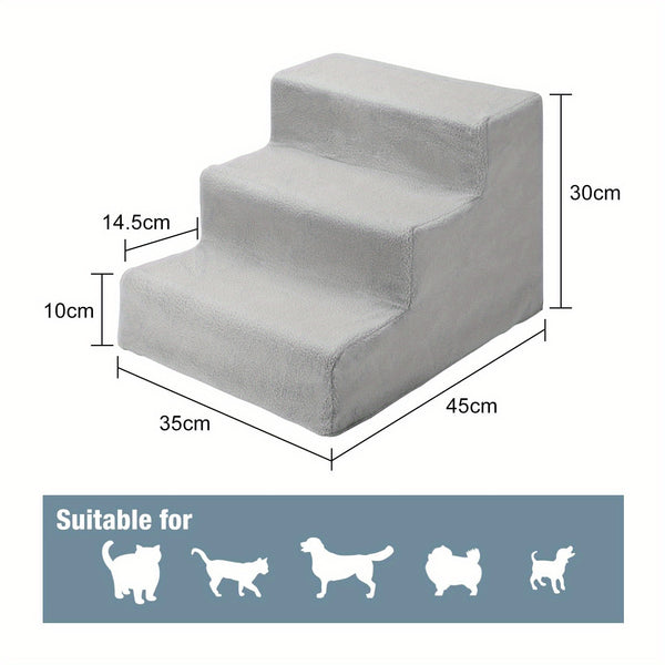 Dog Steps 3/4 Steps Pet Stair Step Pet Stairs Pet Ladder with Washable Non Slip Plush Cloth Cover for Dogs and Cats