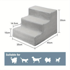 Dog Steps 3/4 Steps Pet Stair Step Pet Stairs Pet Ladder with Washable Non Slip Plush Cloth Cover for Dogs and Cats
