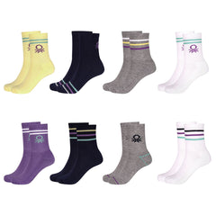 United Colors of Benetton Ladies Sport Crew Sock, 8 Pack