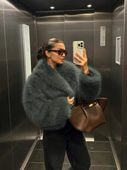 Faux Winter Warm Fashion Plush Top Short Coat for Women