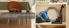 Midea EUREKA Whirlwind Cylinder Bagless Vacuum Cleaner - 700W Powerful Motor, 1.5L Dust Cup, 2-in-1 Dusting Brush, Automatic Cord Rewind, Compact & Lightweight, Perfect for Hardfloors, Carpets, Car, Under-Furniture Cleaning & Pet Hair Cleanup