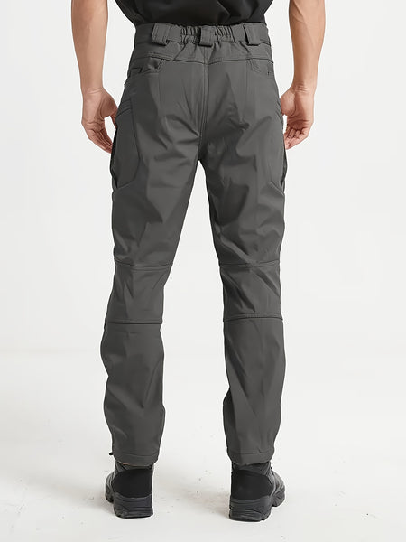 1PC Men's -Lined Warm Tactical Cargo Pants, Thick Winter Style, Multi-Pocket, Windproof Snowproof, Micro-Stretch Fabric, Suitable for Outdoor Hiking, Fishing, Casual Outings, No Belt