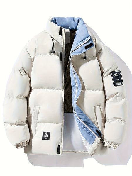 Men's Casual Warm Padded Coat | Autumn/Winter Long Sleeve Zip-Up Jacket, Windproof Padded Coat with Side and Inner Pockets, Ideal for Daily Wear, Outdoor Activities, and Parties, the Perfect Winter Essential, Great Gift for Son, Husband, or Male