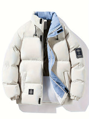 Men's Casual Warm Padded Coat | Autumn/Winter Long Sleeve Zip-Up Jacket, Windproof Padded Coat with Side and Inner Pockets, Ideal for Daily Wear, Outdoor Activities, and Parties, the Perfect Winter Essential, Great Gift for Son, Husband, or Male