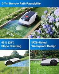 ECOVACS GOAT O500 Panorama Robot Lawnmower 500㎡, Auto Mapping, Setup-Free, Lidar-Enhanced Panoramic Visual Navigation, Pass 0.7M Path, Customized Mowing, Edge Precision Mowing, 45% Slope