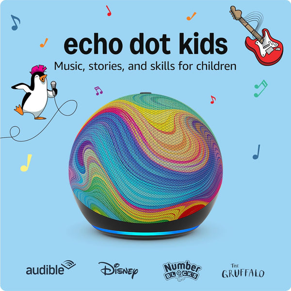 Echo Dot Kids (Newest Gen) | Wi-Fi and Bluetooth Smart Speaker with Alexa | with 1 Year of Amazon Kids+ Content | Stardust