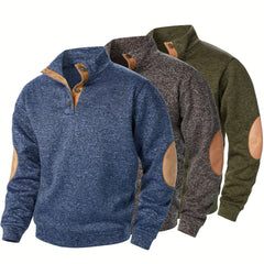 Men'S Long-Sleeve Casual Knit Shirt with a Stand Collar for Autumn And Winter, Suitable for Golf And Camping, Sold in a Set of Three