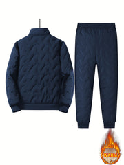 Two-Piece Men'S Casual Suit, Fleece-Lined And Thickened Men'S Jacket And Pants, Heavy And Thick Men'S Top And Bottom, Winter Sports Casual Zipper Cardigan Jacket, Fleece-Lined Warm Jacket, Lamb Fleece Lining, Couple'S Same Style for Men And Women