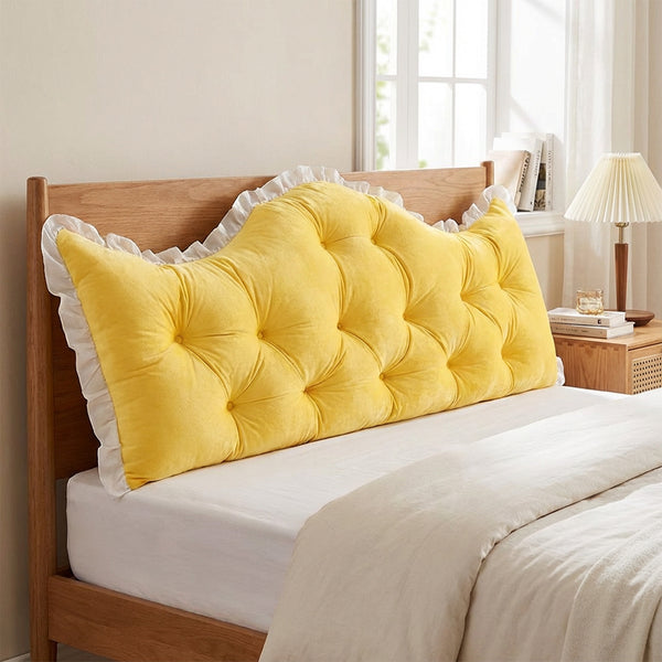 Large Ultra-Soft Comfortable Plush Backrest Pillow, Princess Style Reading Cushion, Neck and Back Support, Luxurious Fashionable Home Style Multifunctional Lace Ruffled Headboard Cushions, Suitable for Bedroom, Living Room, Dorm, Sofa Home Decor, Machine