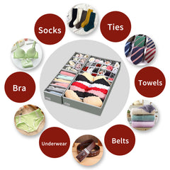 Vinsani Drawer Organiser Set of 4 Wardrobe Storage Dividers for Closet Undies Underwear Bra Socks Clothes Dresser Foldable Partitioned Cell Bedroom Storage Box