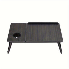 [Cozy Comfort] Versatile Folding Laptop Desk with Cup Holder - 5-Level Adjustable Tilt, Portable & Sturdy Wooden Frame, Ideal for Reading, Studying & Serving Breakfast in Bed - Available in Black, Walnut, Natural, Pink