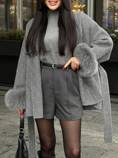 New Autumn/Winter Sophisticated Style Tie-Strap Coat for Women, Elegant and High-End, Overcoat
