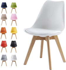 mcc direct 1Pcs Dining Chair Wooden Legs Soft Cushion Pad Stylish DELUXE Retro Lounge Dining Office EVA