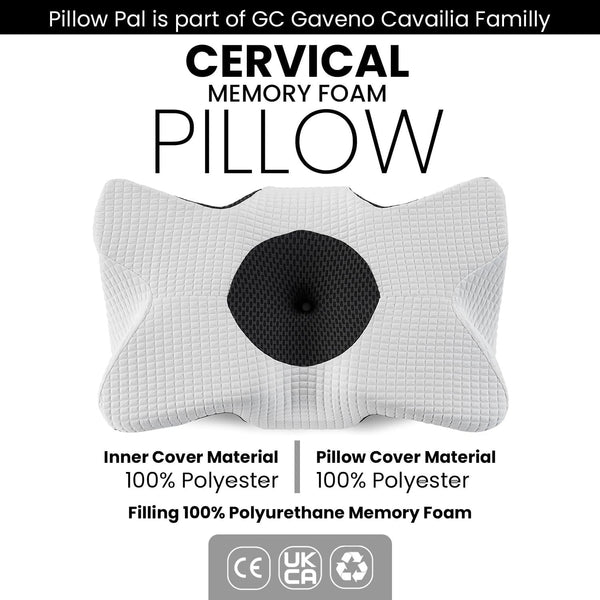 GC GAVENO CAVAILIA Contoured Memory Foam Pillow | Ergonomic Design for Head & Neck Support | Breathable Fabric Cover | 64x38 cm | Suitable for Back, Side & Stomach Sleepers