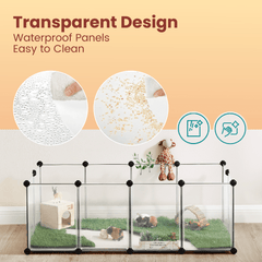Pet Playpen, Pet Fence Indoor, Modular Animal Pen with Floor, for Hamsters, Rabbits, Hedgehogs, Ferrets