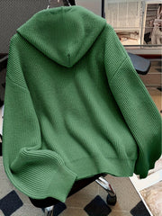 Hooded Button Sweater Cardigan, Spring Autumn Solid Color Casual Simple Open Front Soft Comfortable Elegant Women's Wear
