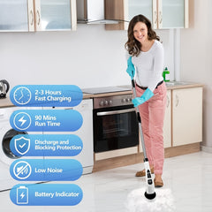 Electric Spin Scrubber, a Powerful Cleaning Brush Featuring an Adjustable Extension Handle, Offers Two-Speed Settings And Comes with Nine Interchangeable Brush Heads for Cleaning Bathrooms And Kitchens