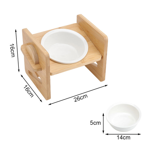 Pets Dog/Cat Bowls with Stand, 1/2/3 Bowls Adjustable Height Elevated Feeder Bowls for Cats and Small Dogs, Wooden Raised Feeding Bowls with Stand