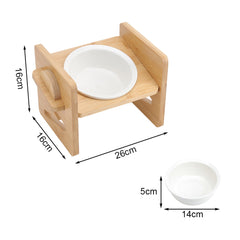 Pets Dog/Cat Bowls with Stand, 1/2/3 Bowls Adjustable Height Elevated Feeder Bowls for Cats and Small Dogs, Wooden Raised Feeding Bowls with Stand