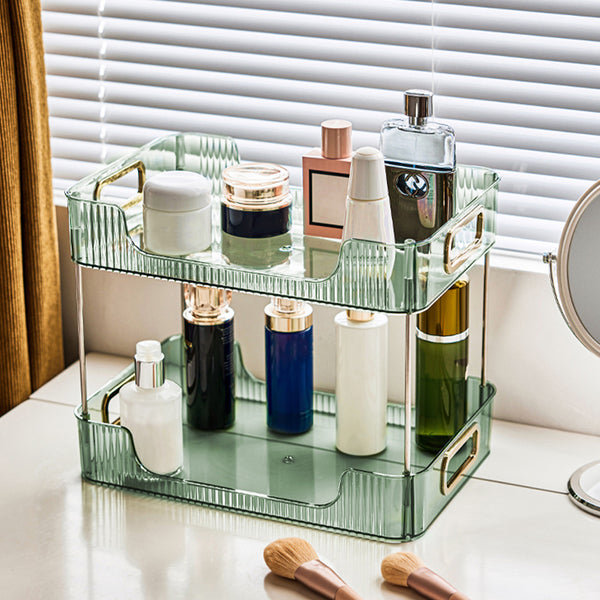 Grey/Clear/Green Stackable Makeup Storage Box with Modern Acrylic Design, Cosmetic Display Organizer for Office Desk and Dressing Table, Practical Desktop Organizer Rack for Jewelry and Lipstick, Perfect Gift Idea for Women and Girls