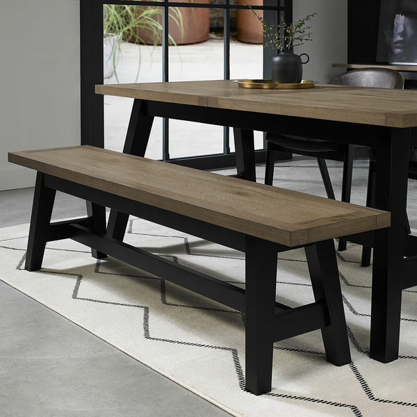 Bentley Designs Camden Weathered Oak & Peppercorn Small Bench, 177Cm