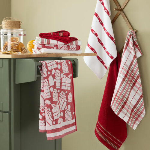 Holiday Printed Festive Kitchen Towel Set 8 Pack in 4 Designs