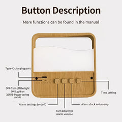 LED Bedside Lamp | Night Light with Alarm Clock, Time Display, Rechargeable, Adjustable Brightness, Soft Lighting for Home Bedrooms, USB Charging