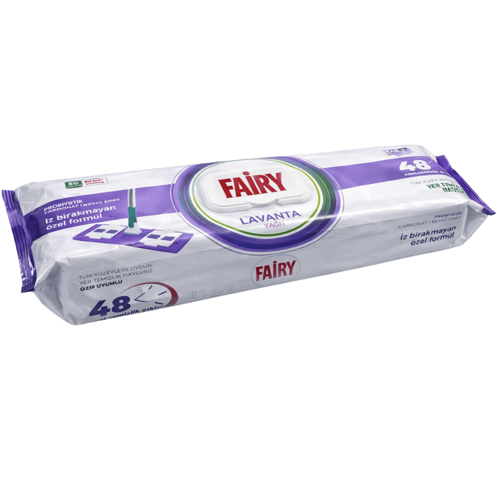 Fairy Power Lavender Scented Floor Cleaning Towels – 50 Mop Compatible Disposable Wipes, Suitable for All Surfaces, Dermatologically Tested, Streak-Free Clean
