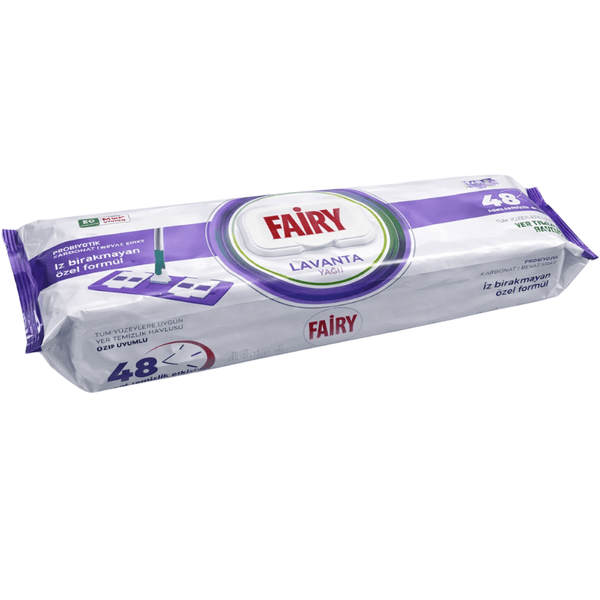Fairy Power Lavender Scented Floor Cleaning Towels – 50 Mop Compatible Disposable Wipes, Suitable for All Surfaces, Dermatologically Tested, Streak-Free Clean