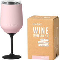 Huski Wine Tumbler 2.0 | New | Award-Winning Design with Detachable Stem | Premium Stainless Steel Wine Glass with Lid | Triple Insulated Tumbler | 355Ml Capacity | Great Gift (Powder Pink)