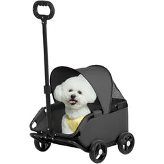 Small Dog Cat Stroller Folding Travel - Small Puppy Pet Stroller with Safety Rope, 4 Wheel Dog Carriage with Adjustable Canopy, Lightweight Outdoor Puppy Kitten Carrier for Park Beach Shopping Mall