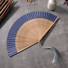 Portable Bamboo Handheld Folding Fan Suitable for Women - Elegant Chinese Decorative Cooling Fan with Bamboo for Weddings, Dance Performances, Church Events, Summer & Hot, Foldable