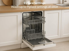HYE Slimline Dishwasher, 45Cm Small Dishwasher, Freestanding Dish Washer with a White Finish, Compact under Counter Design, 9 Place Settings, 29-Minute Quick Wash, 4 Programs [2025]