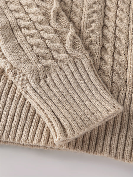2025 Winter American Stand-Up Collar Half-Zip Knit Aran Sweater Mr. Pony Knitwear Pullover Card