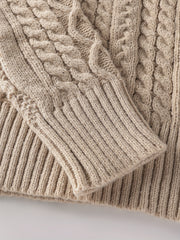 2025 Winter American Stand-Up Collar Half-Zip Knit Aran Sweater Mr. Pony Knitwear Pullover Card
