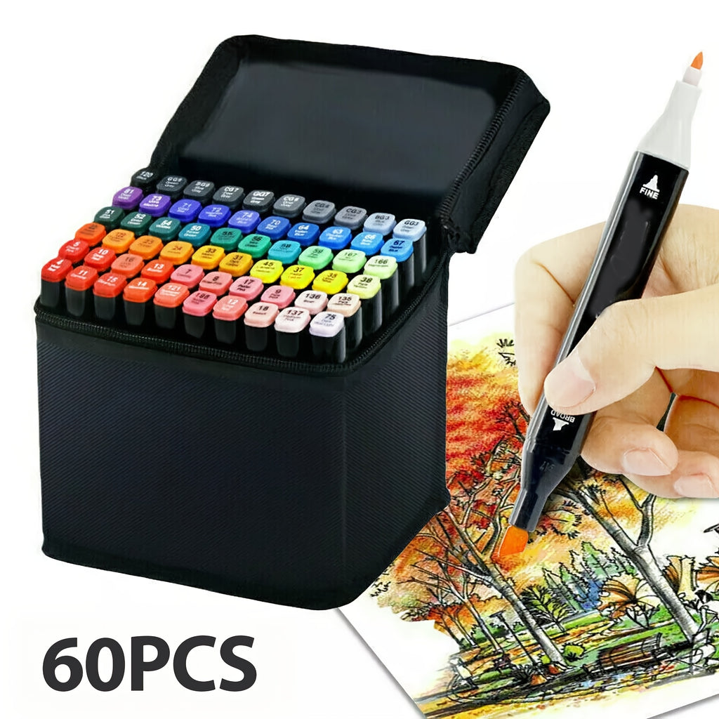 204/ 168/100/80/60 Colors Coloring Pens, Christmas Art Supplies Art Markers with Bag, Dual-Tip Graffiti Pens for Adults Coloring, Alcohol-Based Drawing Pens for Sketching Illustration - Perfect Easter Gifts, Mother's Day Gifts Suitable for Painting