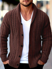 Men's Casual Sport Knit Cardigan, Fashion Knit Cardigan Jacket | Long Sleeve Thickened for Autumn and Winter, Warm, Featuring Cable Knit Craftsmanship, Casual Style Sweater with Button Closure, Regular Fit Long Sleeve Casual Style for Autumn and