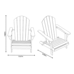 Zest Jasmine Folding Acacia Wood Adirondack Chair in Light Grey - Set of 2