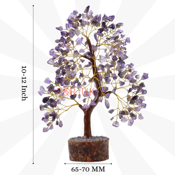 Amethyst Crystal Tree of Life – Natural Crystal Figurines, Crystals and Gemstones Trees Decor for Home Office Desk, Spiritual Feng Shui Ornament, Meditation Reiki Crystal Gift for Women and Men, Living Room Ornament, Gift Box Included with Mini Crystal Gu