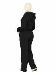 Women Corset Fit Hoodie and Trouser 2Pc Zip Tracksuit Set 2Pc Set with Zip Front, Long Sleeves and Straight Leg Pants, Perfect for All Seasons, Top Set