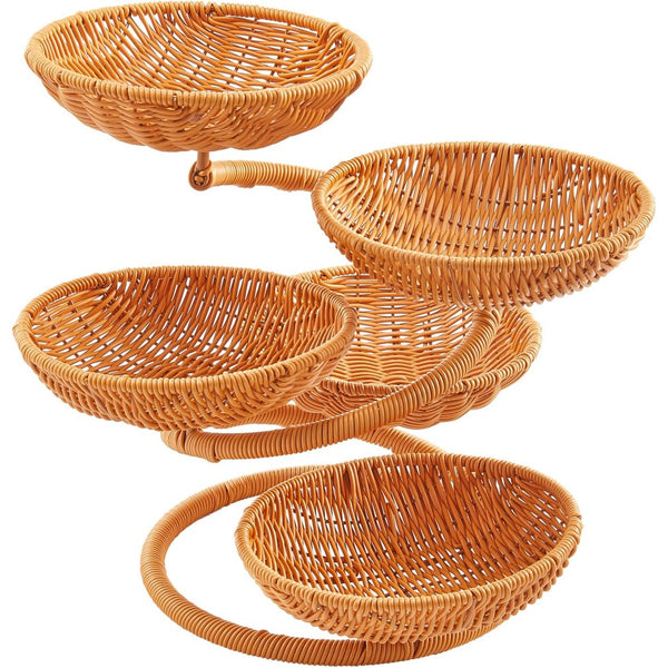 Multi-Layer Fruit Basket Stand, Creative Snack & Bread Storage Tray, Faux Rattan Handwoven Serving Basket for Fruits, Vegetables & Desserts, Lightweight Decorative Organizer for Kitchen & Living Room