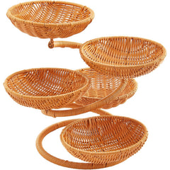 Multi-Layer Fruit Basket Stand, Creative Snack & Bread Storage Tray, Faux Rattan Handwoven Serving Basket for Fruits, Vegetables & Desserts, Lightweight Decorative Organizer for Kitchen & Living Room