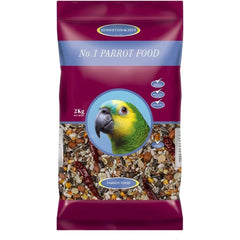 2x Johnston & Jeff No.1 Parrot Food 2kg Daily Mixed Parrot Feed for Pet Birds Balanced Grain & Seed Food for Home Bird Care