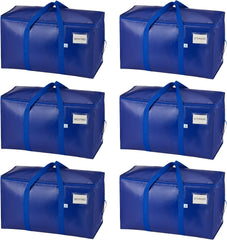 VENO 8 Pack Extra Large Moving Storage Bags with Zips, Heavy-Duty Organizer Tote, Moving Box Alternative, Packing Supply, Clothes Storage Bin, Tag Pocket for Label, Water-Resistant (Clear, 8 Pack)