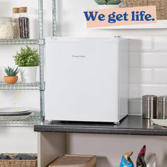 Russell Hobbs Table Top Larder Mini Fridge 40L Capacity, Quiet Running 39DB, Reversible Door, 0 to 8 Degrees Manual Temperature Control, White RHTTLF2E1W